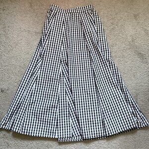 Japanese brand gingham checked maxi shirt elastic waist pockets